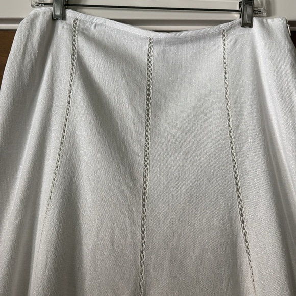 White house/black market Linen Maxi skirt Womens 10 lined Mermaid crochet Boho - Picture 3 of 10